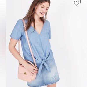 Madewell Chambray Tie-Front Top S